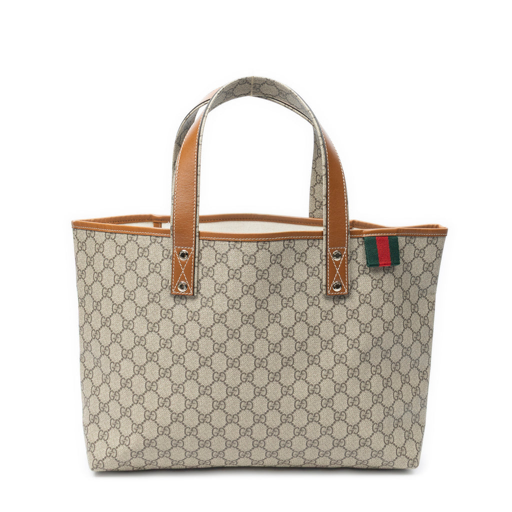 Bolso de Hombro Web Shopping Tote Lona Revestida Supreme Beige