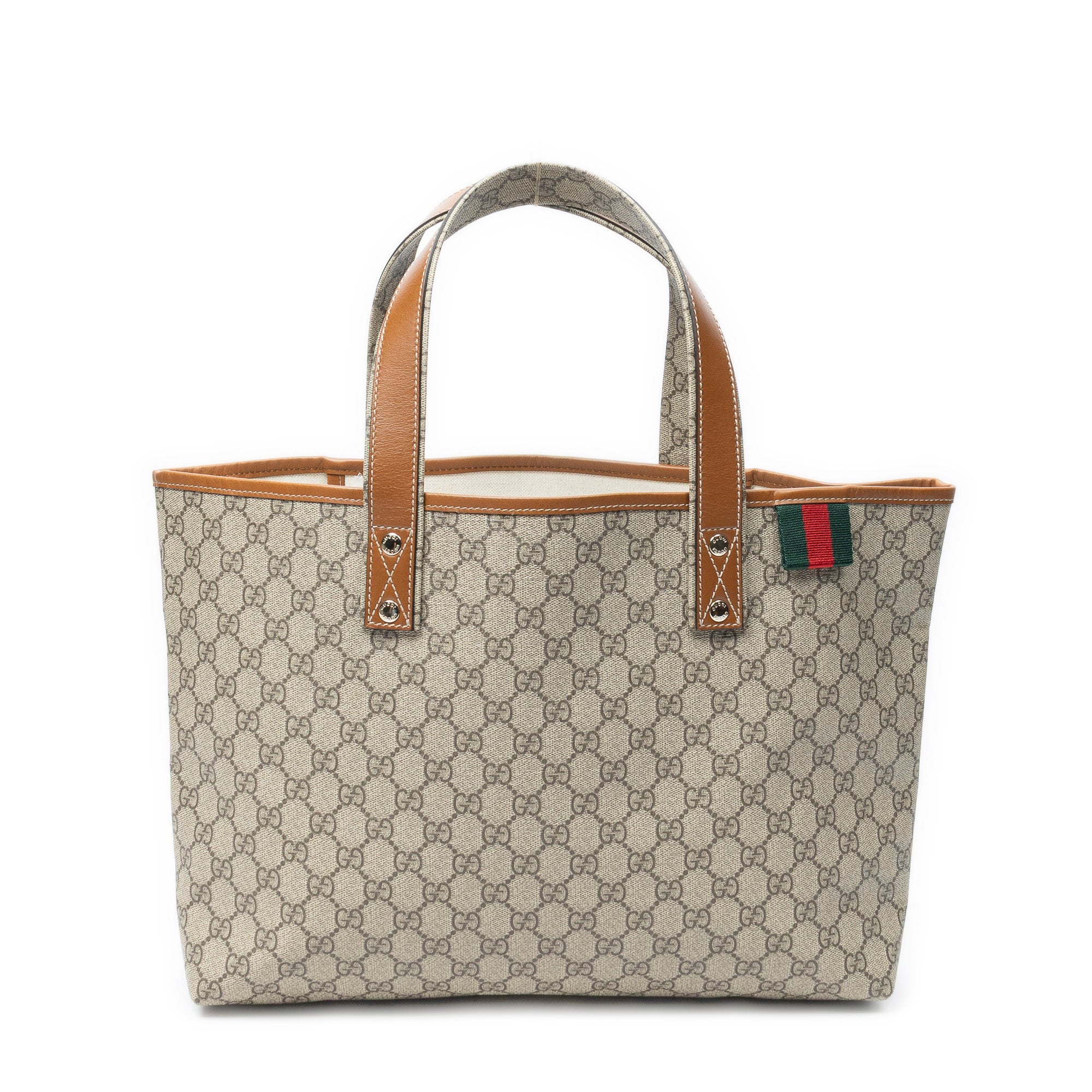 Bolso de Hombro Web Shopping Tote Lona Revestida Supreme Beige