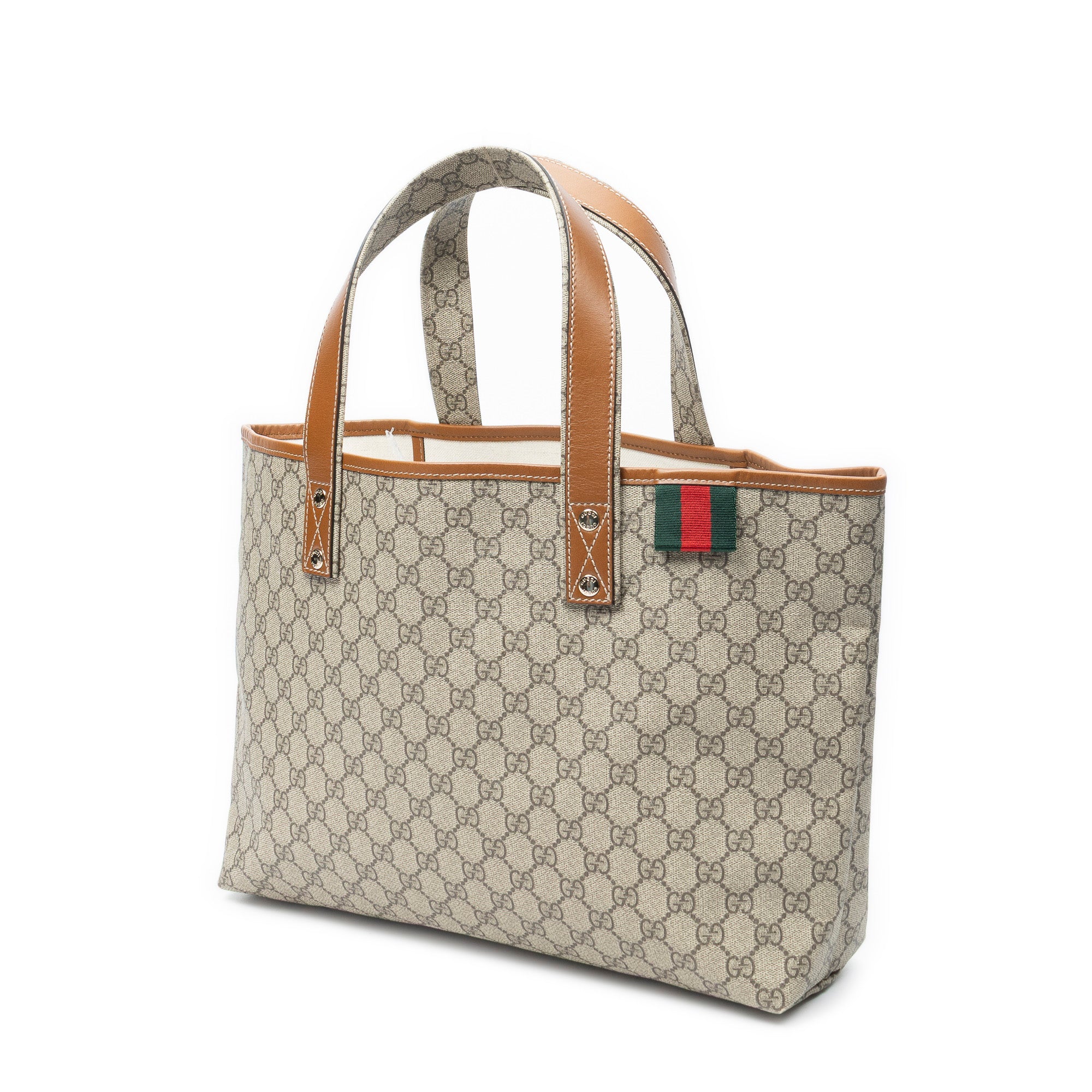 Bolso de Hombro Web Shopping Tote Lona Revestida Supreme Beige