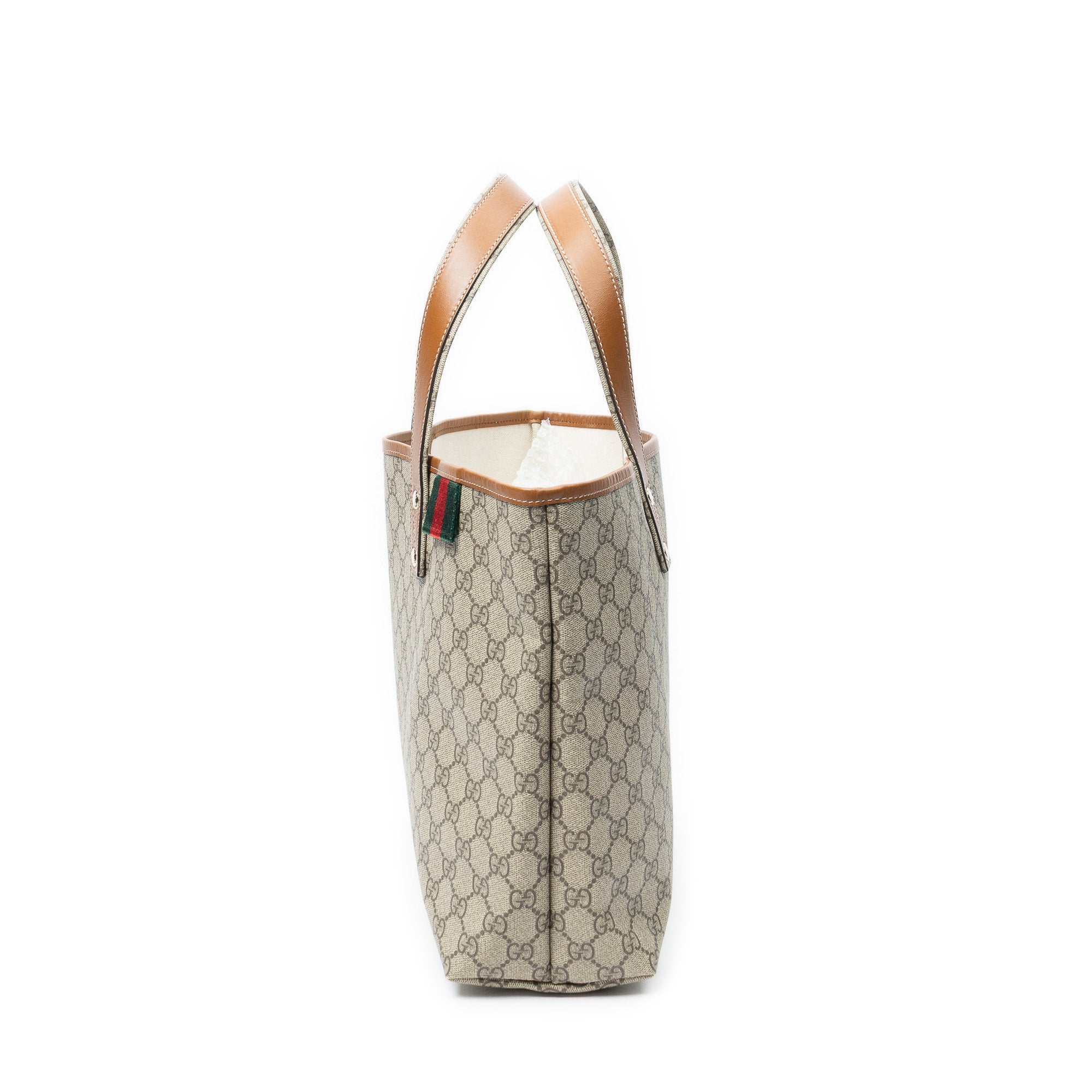 Bolso de Hombro Web Shopping Tote Lona Revestida Supreme Beige