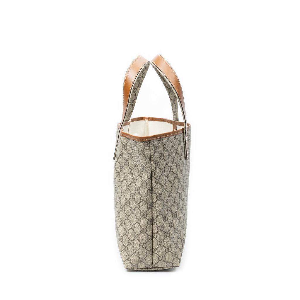 Bolso de Hombro Web Shopping Tote Lona Revestida Supreme Beige
