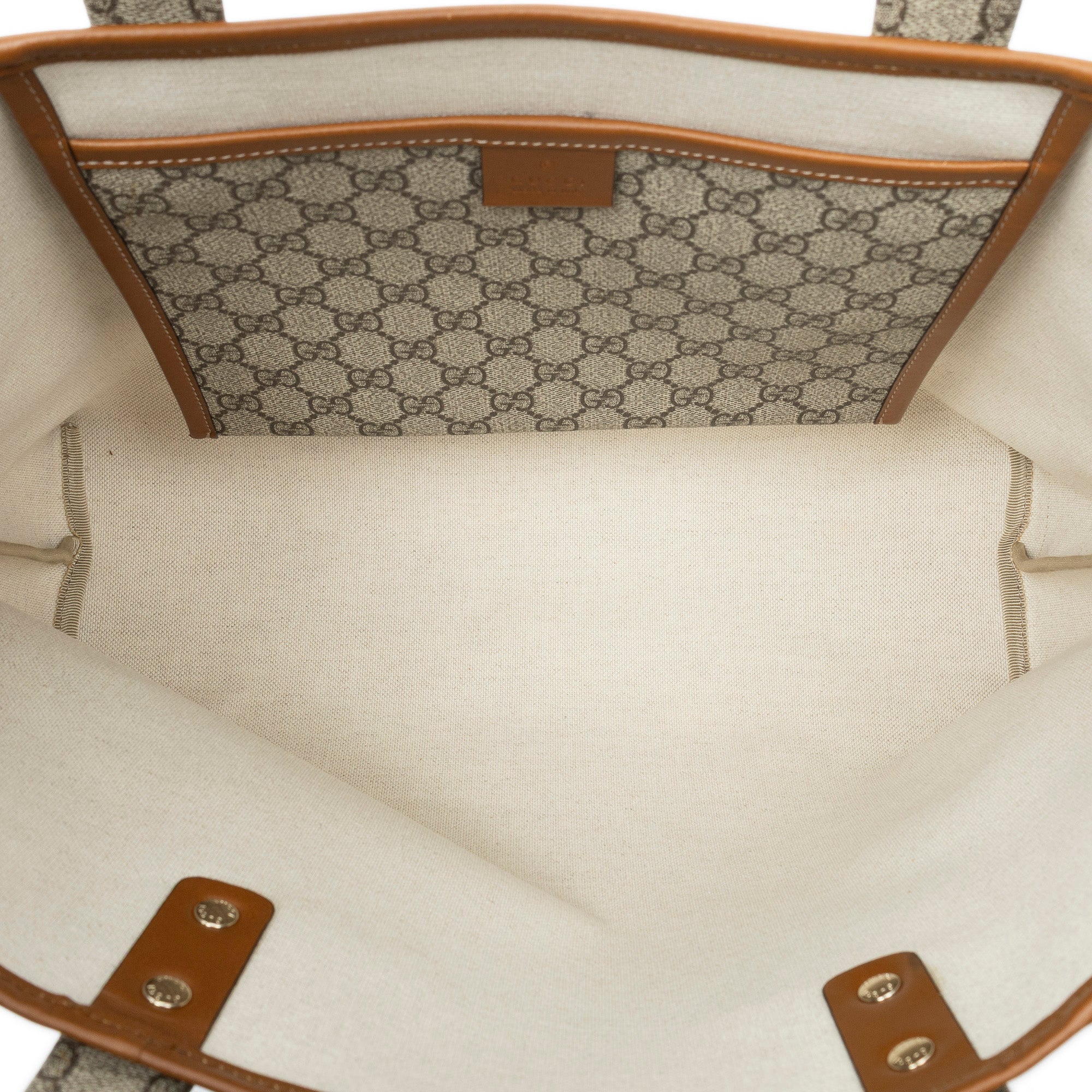 Bolso de Hombro Web Shopping Tote Lona Revestida Supreme Beige