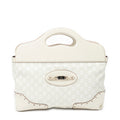 Shoulder Bag Medium Web Punch Top Handle Ivory Guccissima Leather