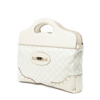 Shoulder Bag Medium Web Punch Top Handle Ivory Guccissima Leather