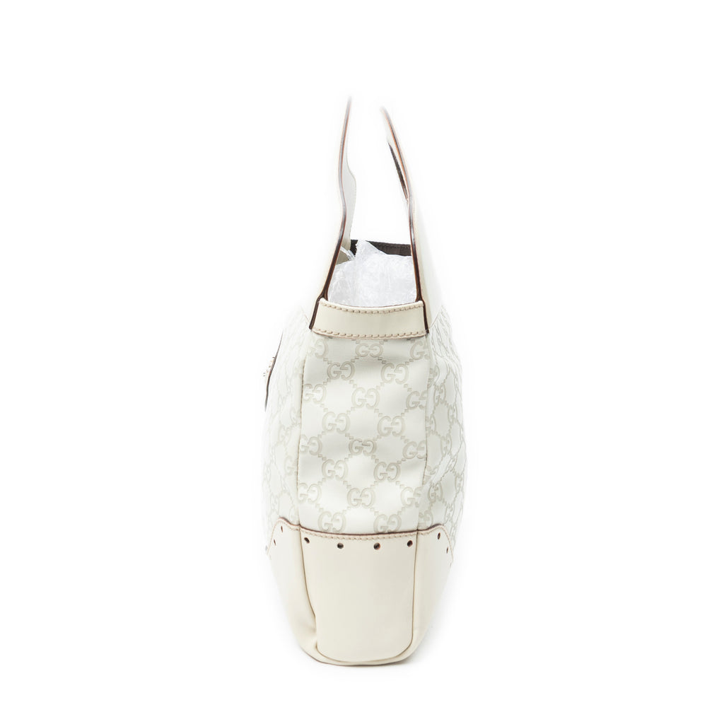 Shoulder Bag Medium Web Punch Top Handle Ivory Guccissima Leather
