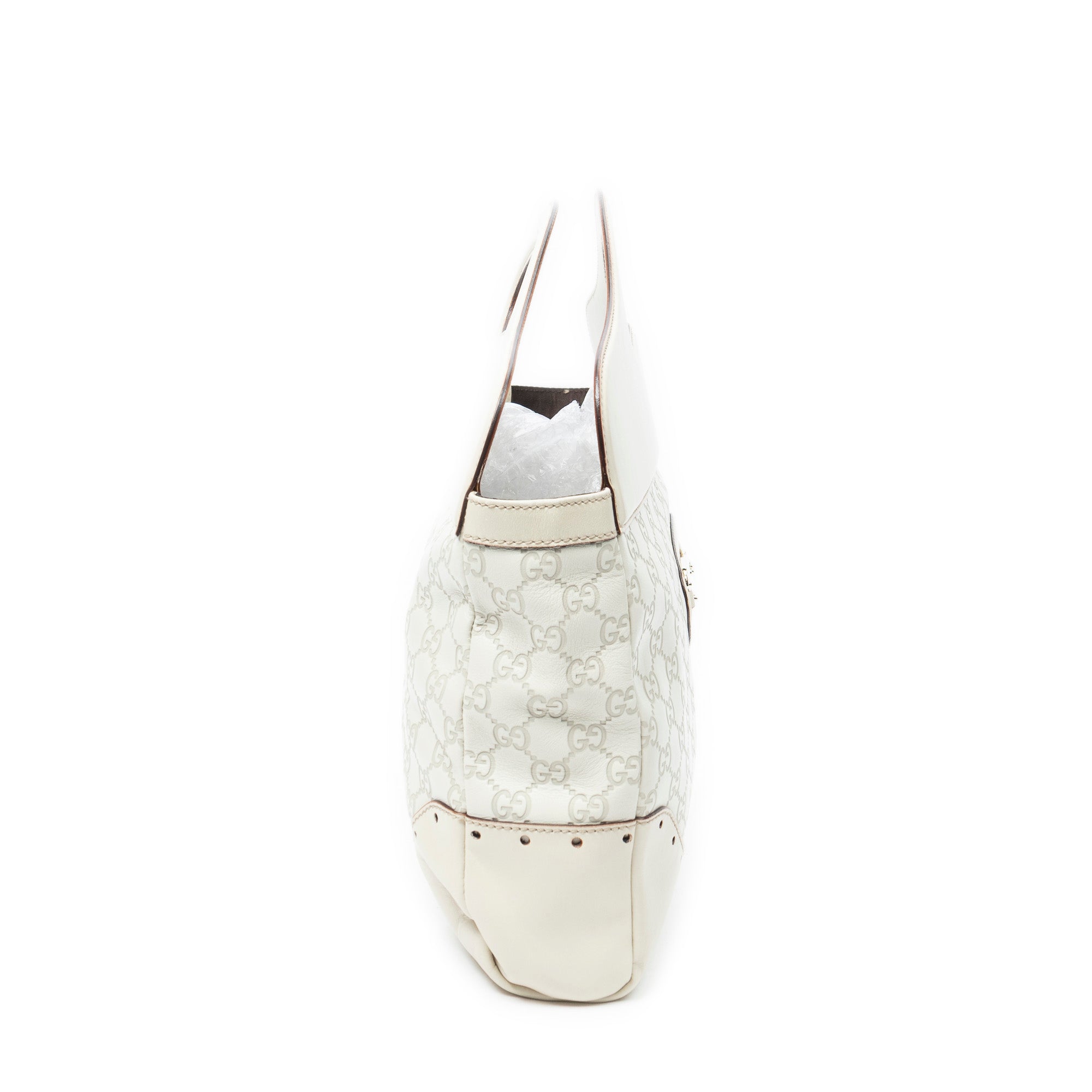 Shoulder Bag Medium Web Punch Top Handle Ivory Guccissima Leather