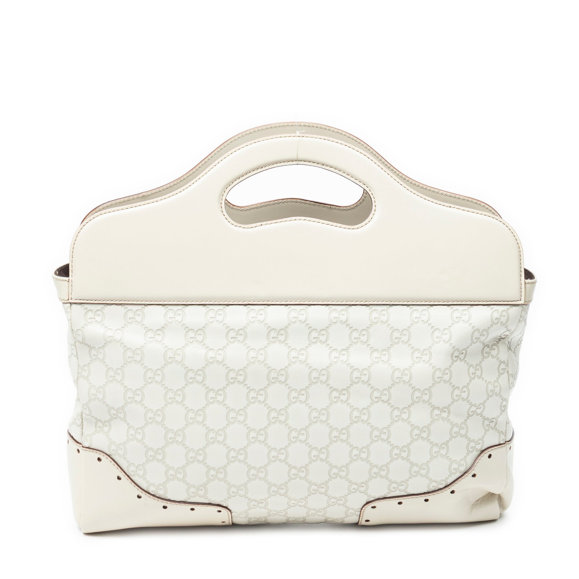 Shoulder Bag Medium Web Punch Top Handle Ivory Guccissima Leather