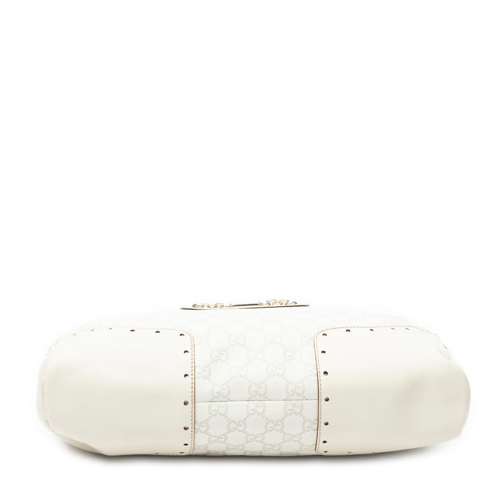 Shoulder Bag Medium Web Punch Top Handle Ivory Guccissima Leather