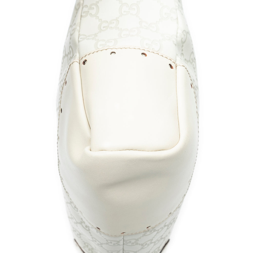 Shoulder Bag Medium Web Punch Top Handle Ivory Guccissima Leather