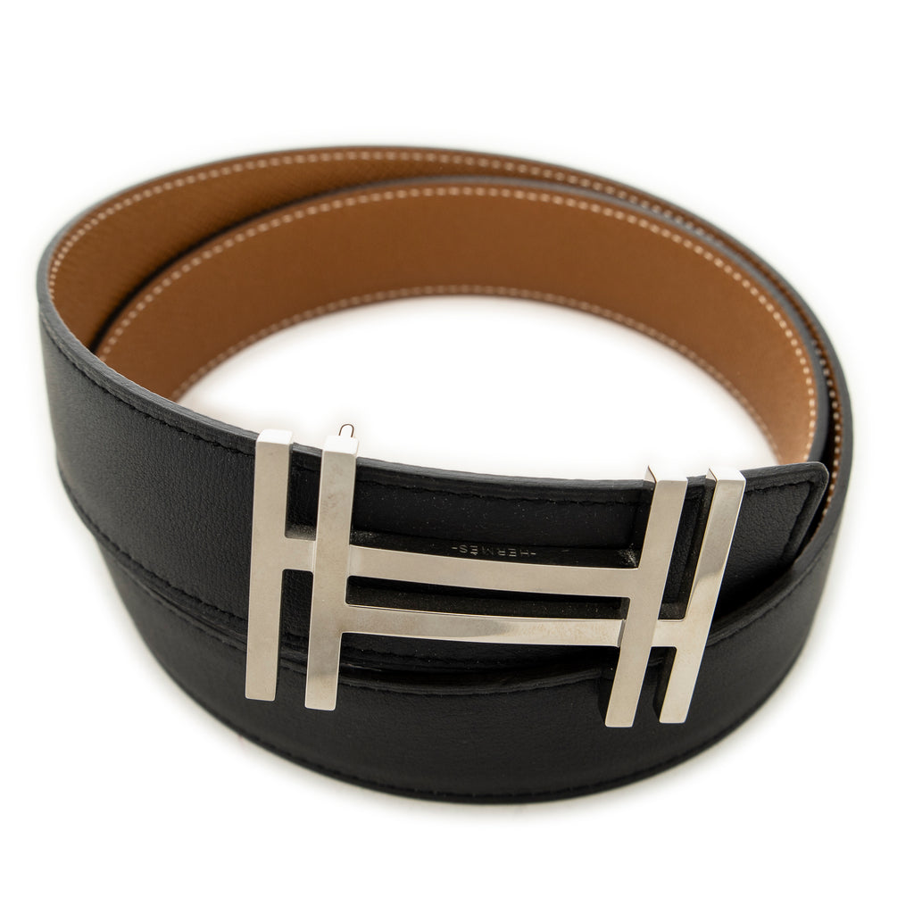 Belt H Au Carre Reversible Belt 85 Black Swift Leather