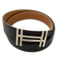 Belt H Au Carre Reversible Belt 85 Black Swift Leather