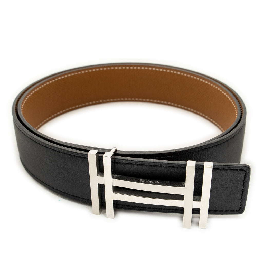 Belt H Au Carre Reversible Belt 85 Black Swift Leather