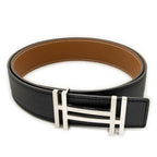Belt H Au Carre Reversible Belt 85 Black Swift Leather