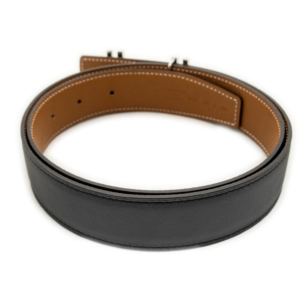 Belt H Au Carre Reversible Belt 85 Black Swift Leather