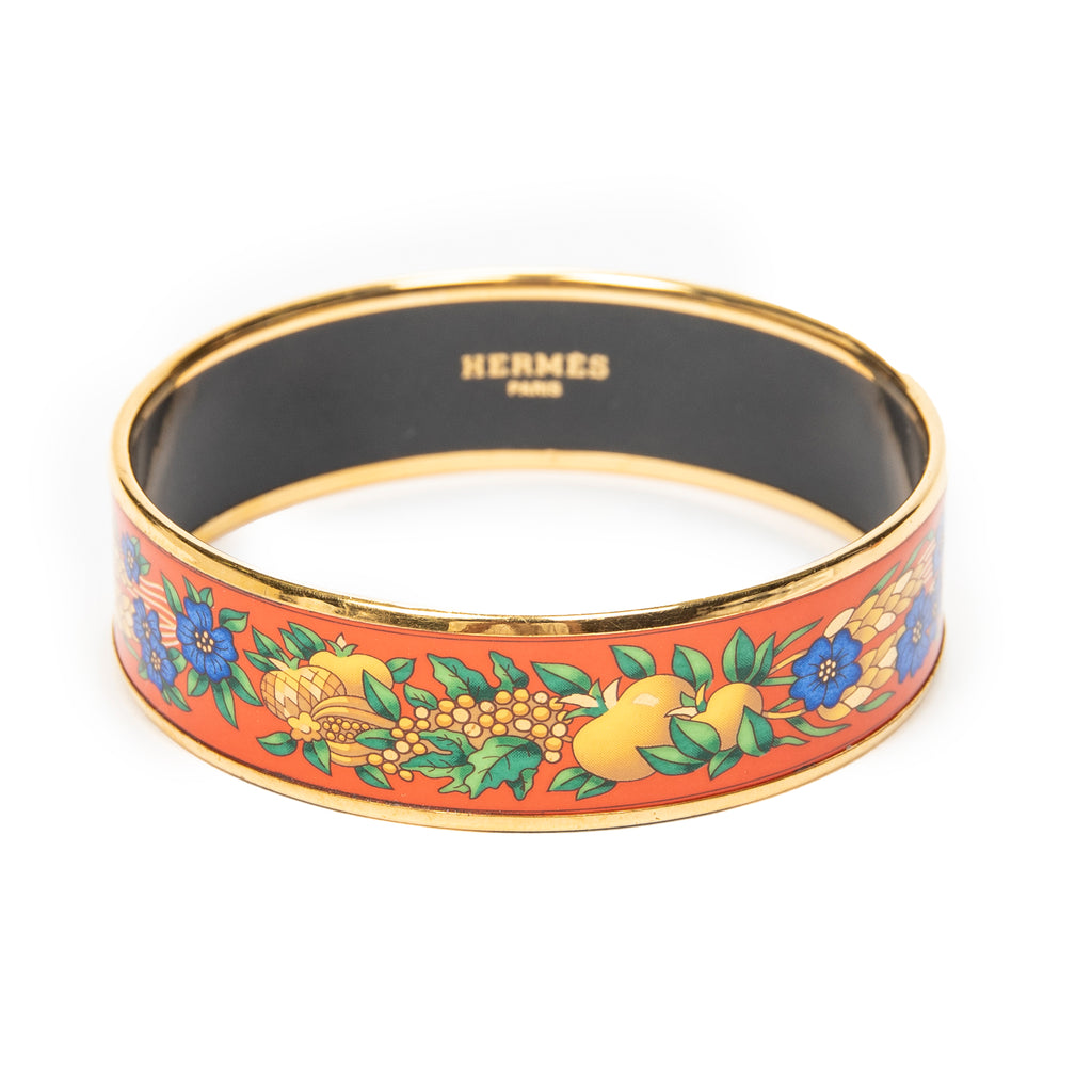 Bracelet Enamel Bangle MM Orange Gold Plated