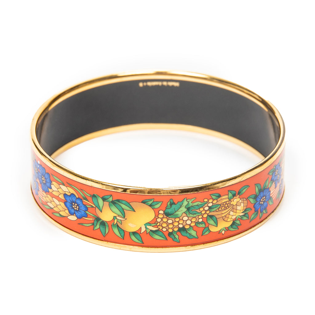 Bracelet Enamel Bangle MM Orange Gold Plated