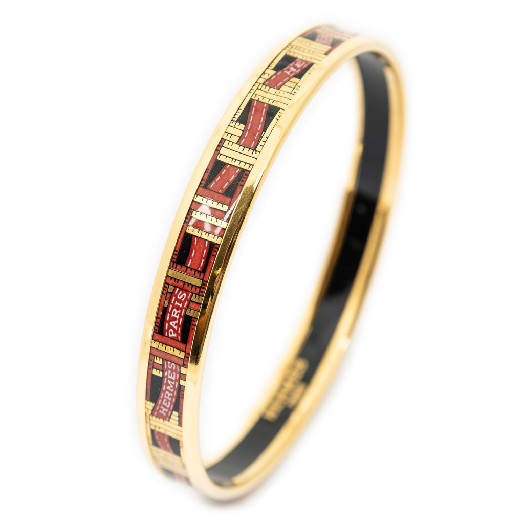 Bracelet Enamel Bangle PM Red Ribbon Motif