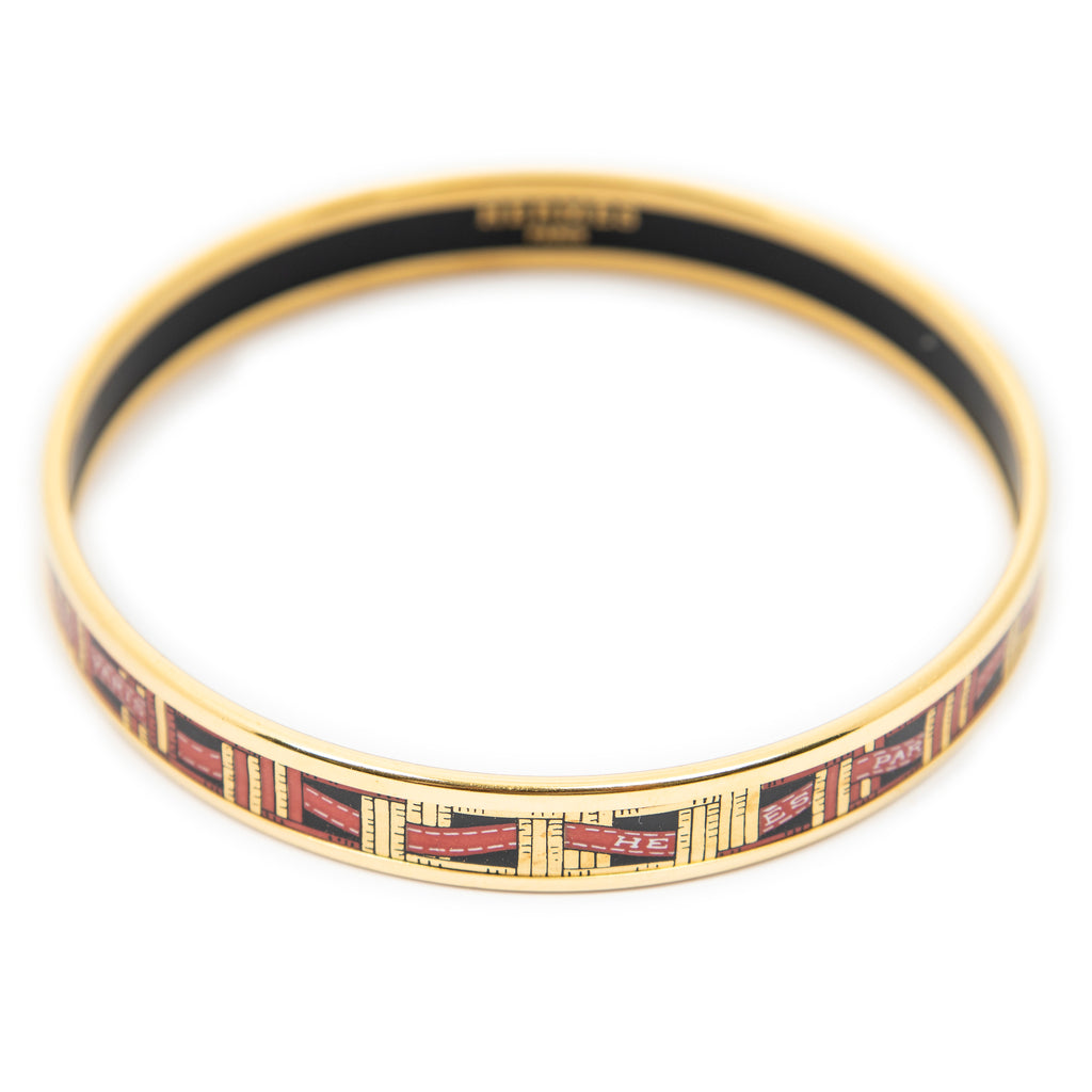 Bracelet Enamel Bangle PM Red Ribbon Motif