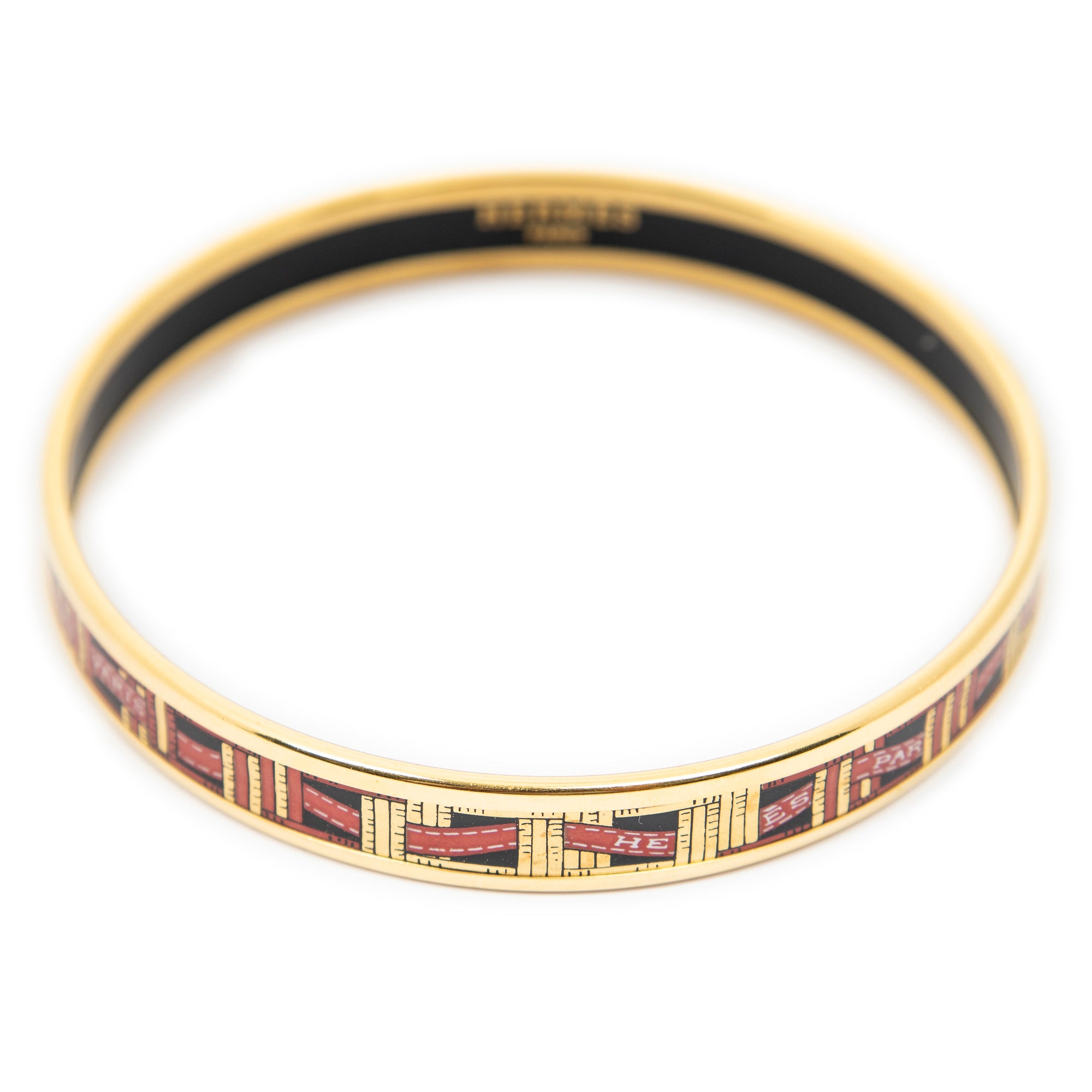 Bracelet Enamel Bangle PM Red Ribbon Motif