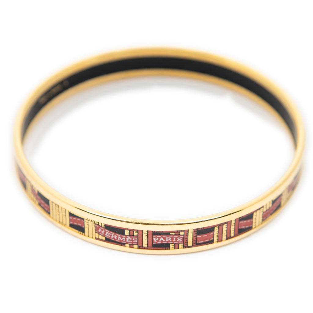 Bracelet Enamel Bangle PM Red Ribbon Motif