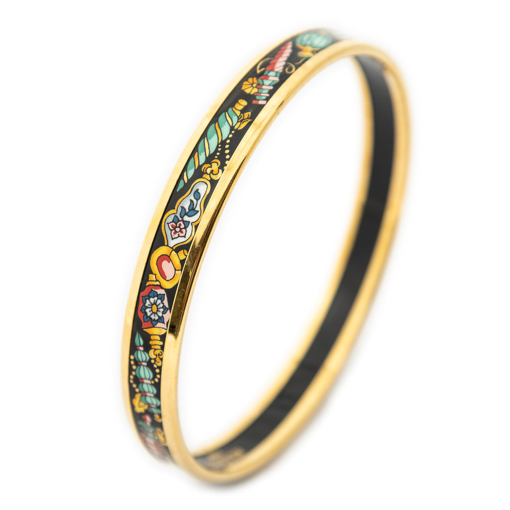 Bracelet Enamel Bangle PM Black Jewels Motif