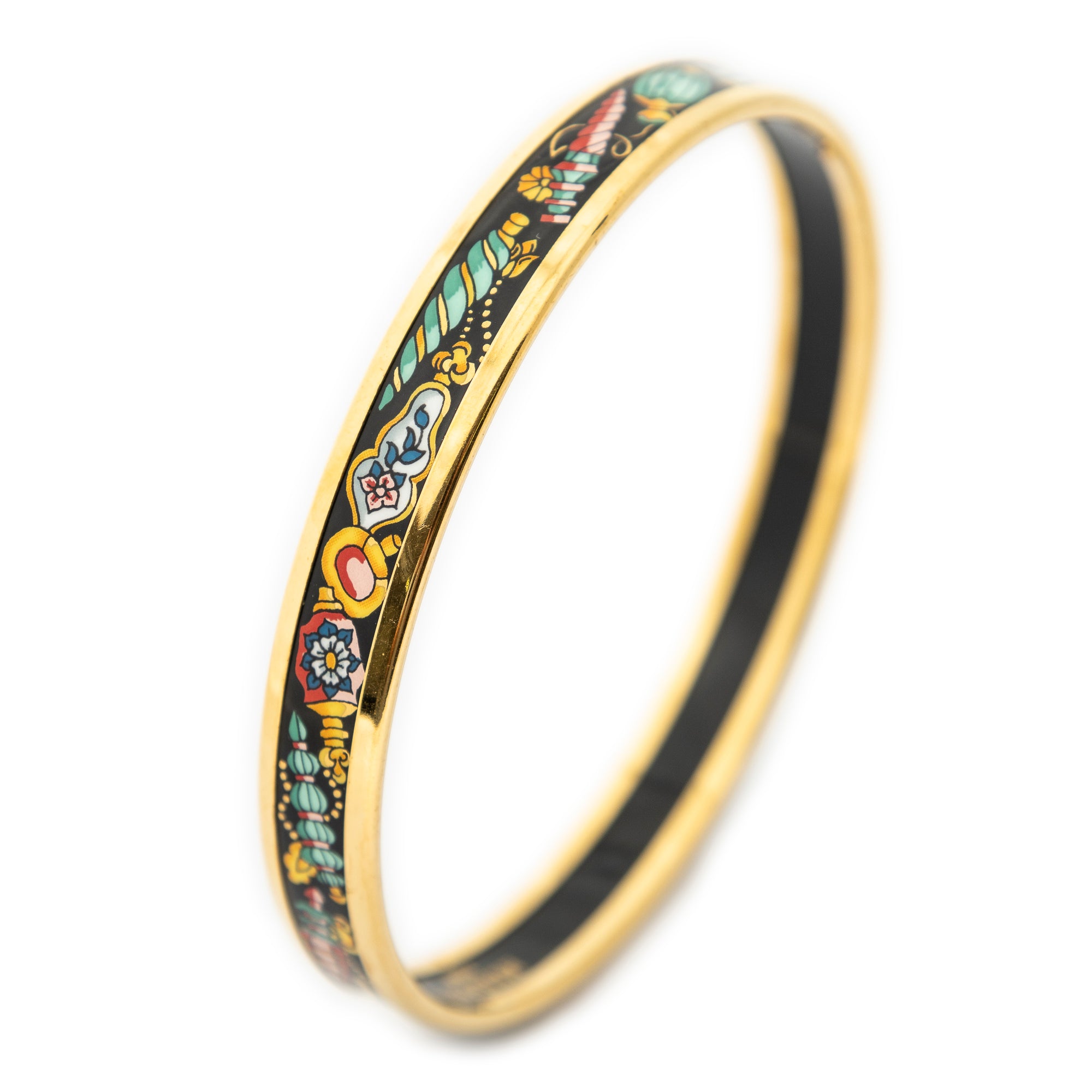 Bracelet Enamel Bangle PM Black Jewels Motif