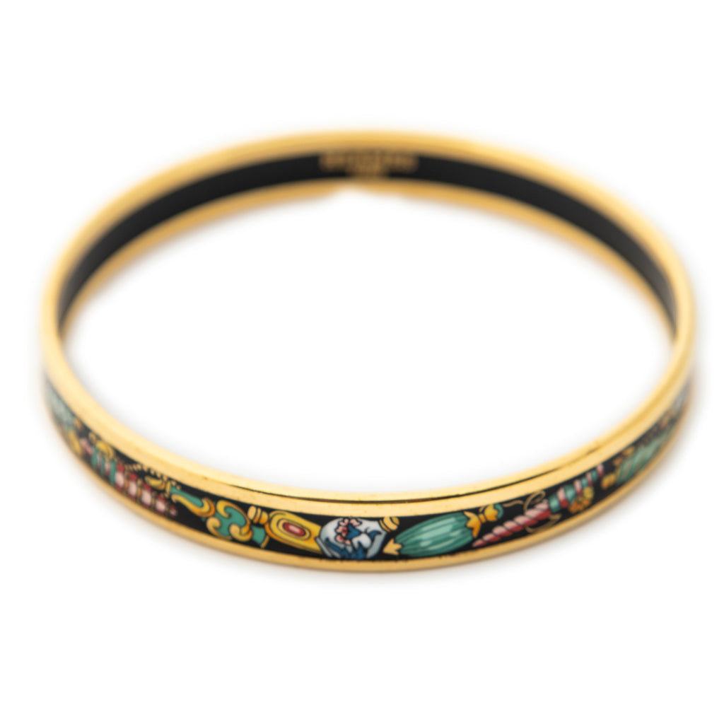 Bracelet Enamel Bangle PM Black Jewels Motif