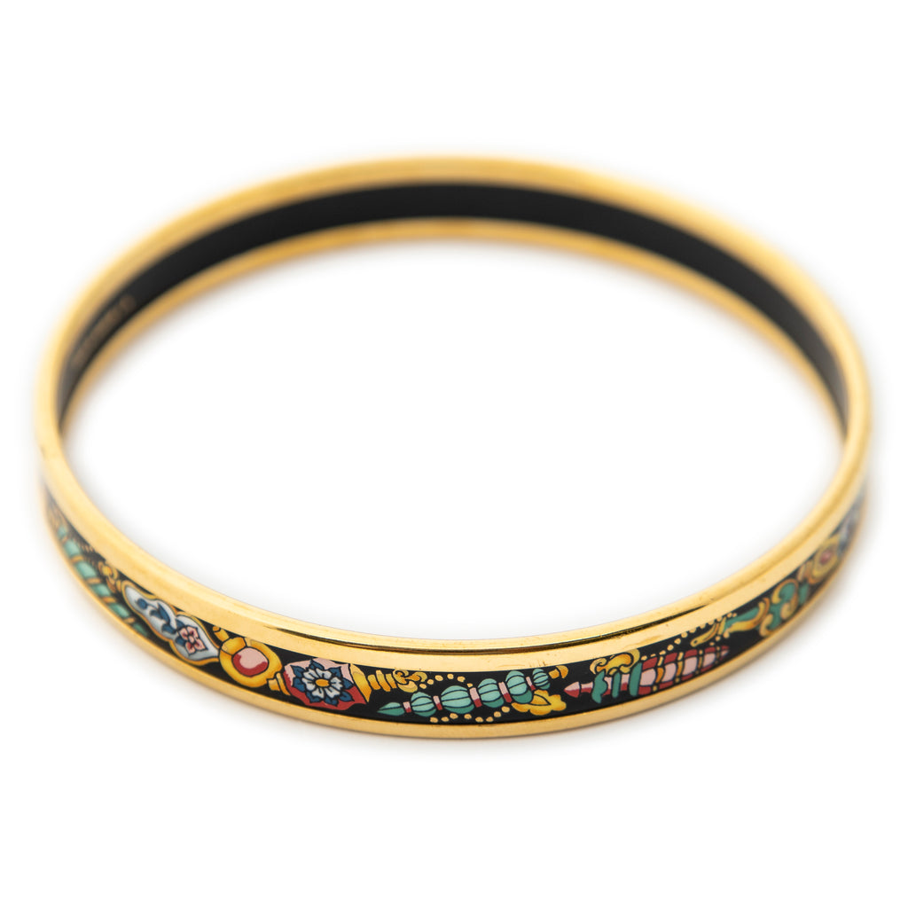 Bracelet Enamel Bangle PM Black Jewels Motif