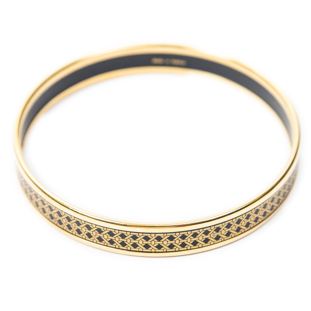 Bracelet Enamel Bangle PM Gold Geometric Diamond Motif