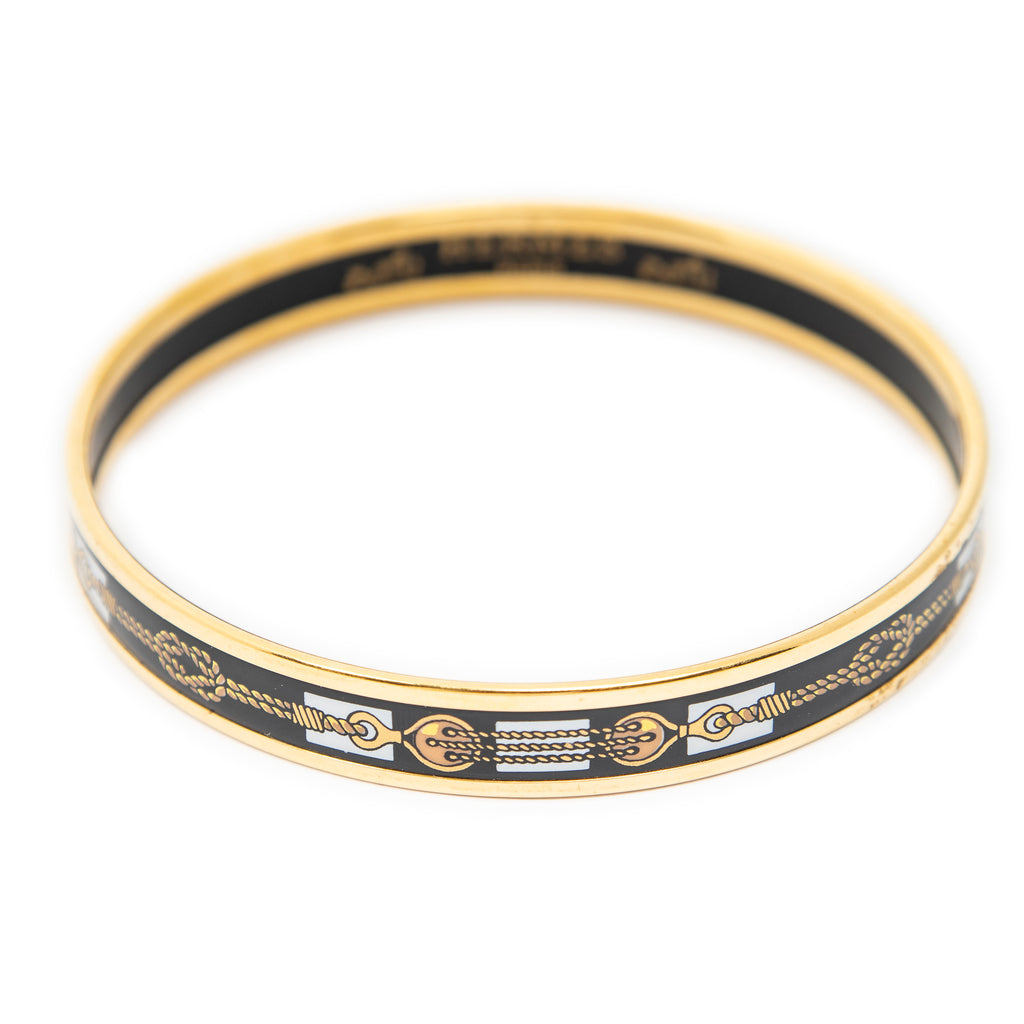 Bracelet Enamel Bangle PM Black Rope Motif
