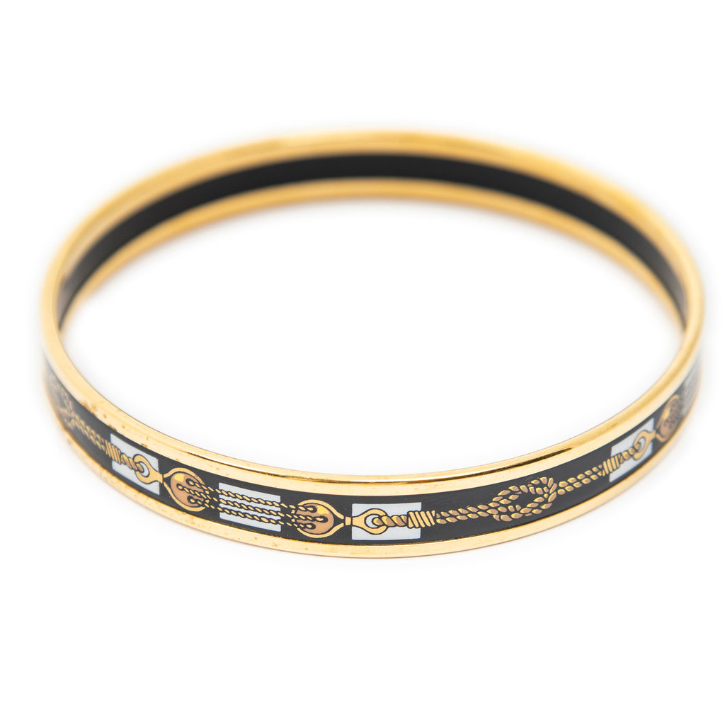 Bracelet Enamel Bangle PM Black Rope Motif