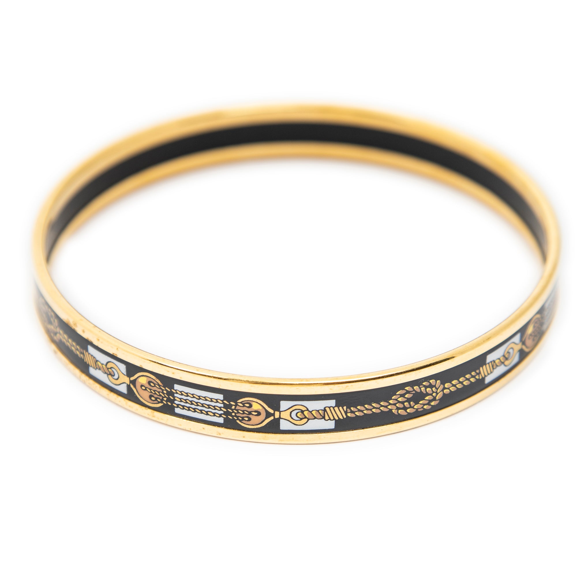 Bracelet Enamel Bangle PM Black Rope Motif