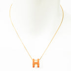 Collar Pop H con colgante, naranja, chapado en oro