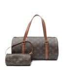 Handbag Papillon 30 Brown Monogram Canvas