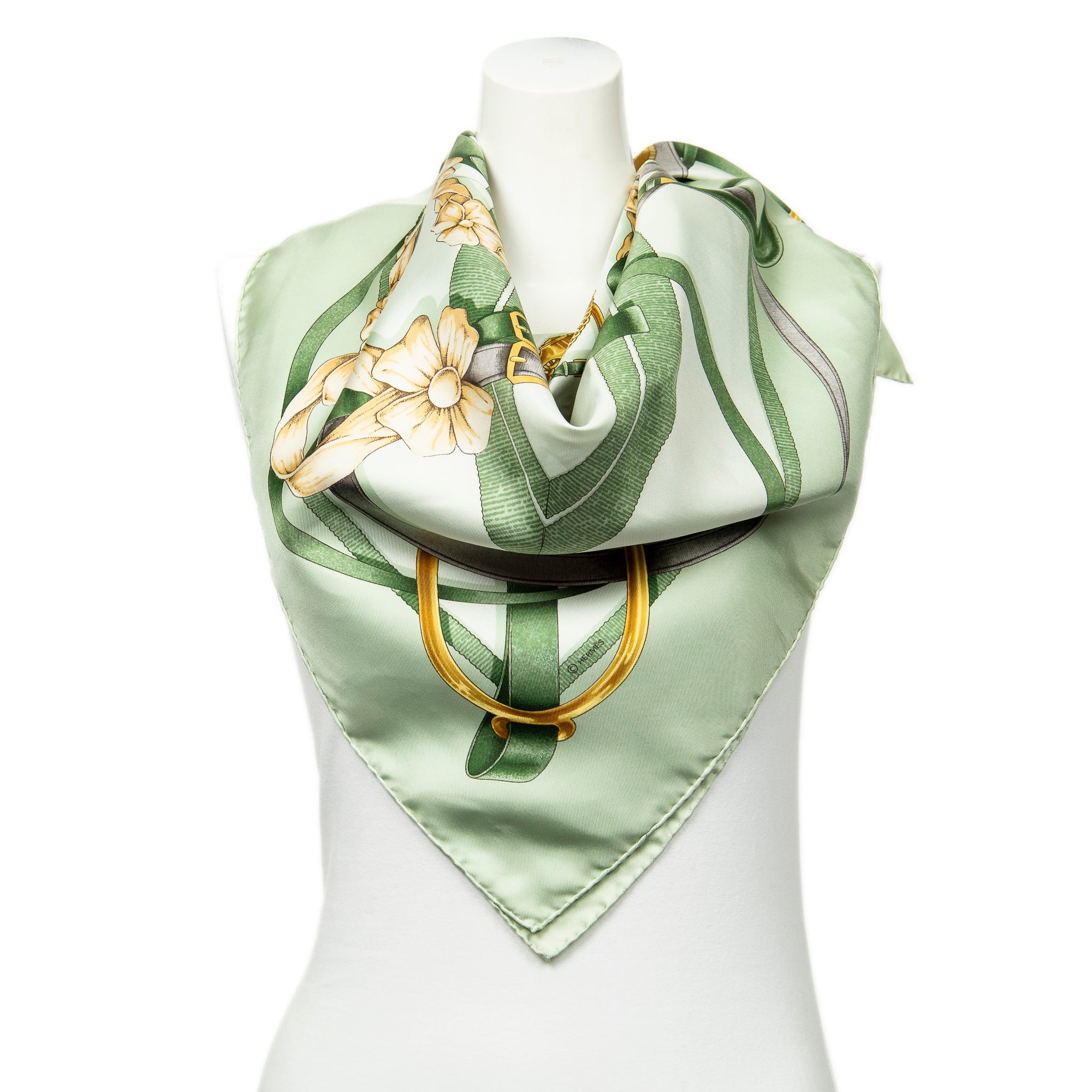 Scarf Scarf Green 100% Twill Silk