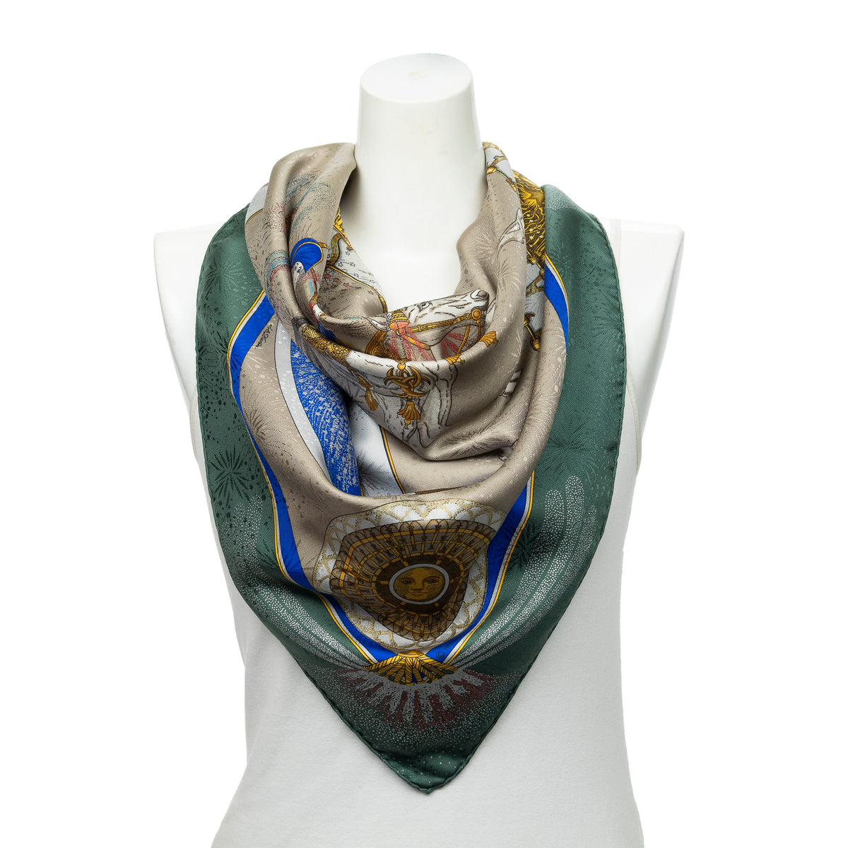 Scarf Scarf Green 100% Jacquard Silk