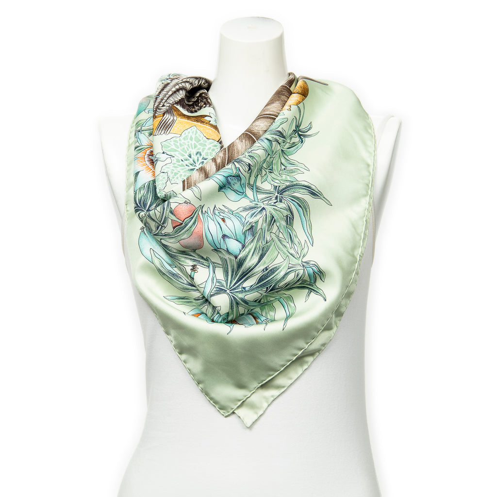 Scarf Scarf Light Green 100% Twill Silk