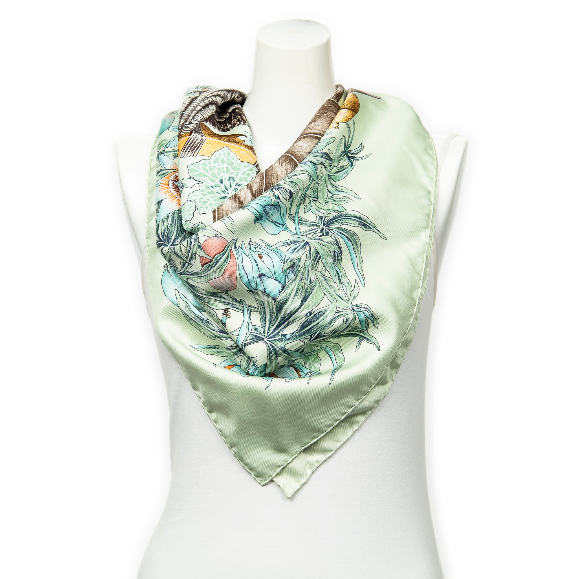 Scarf Scarf Light Green 100% Twill Silk