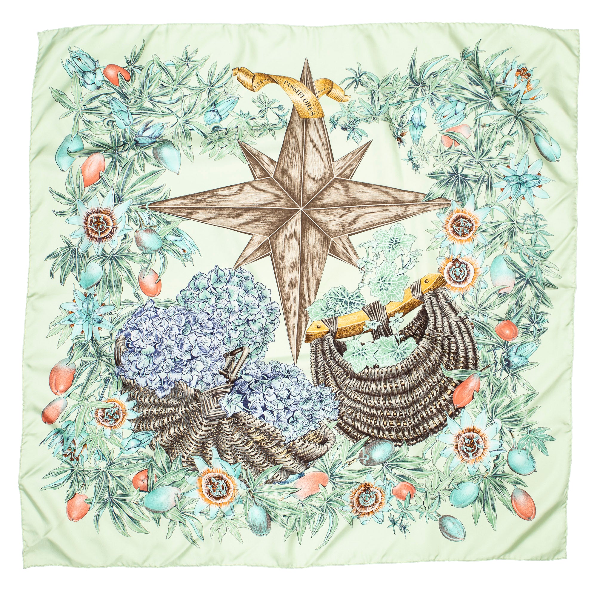 Scarf Scarf Light Green 100% Twill Silk