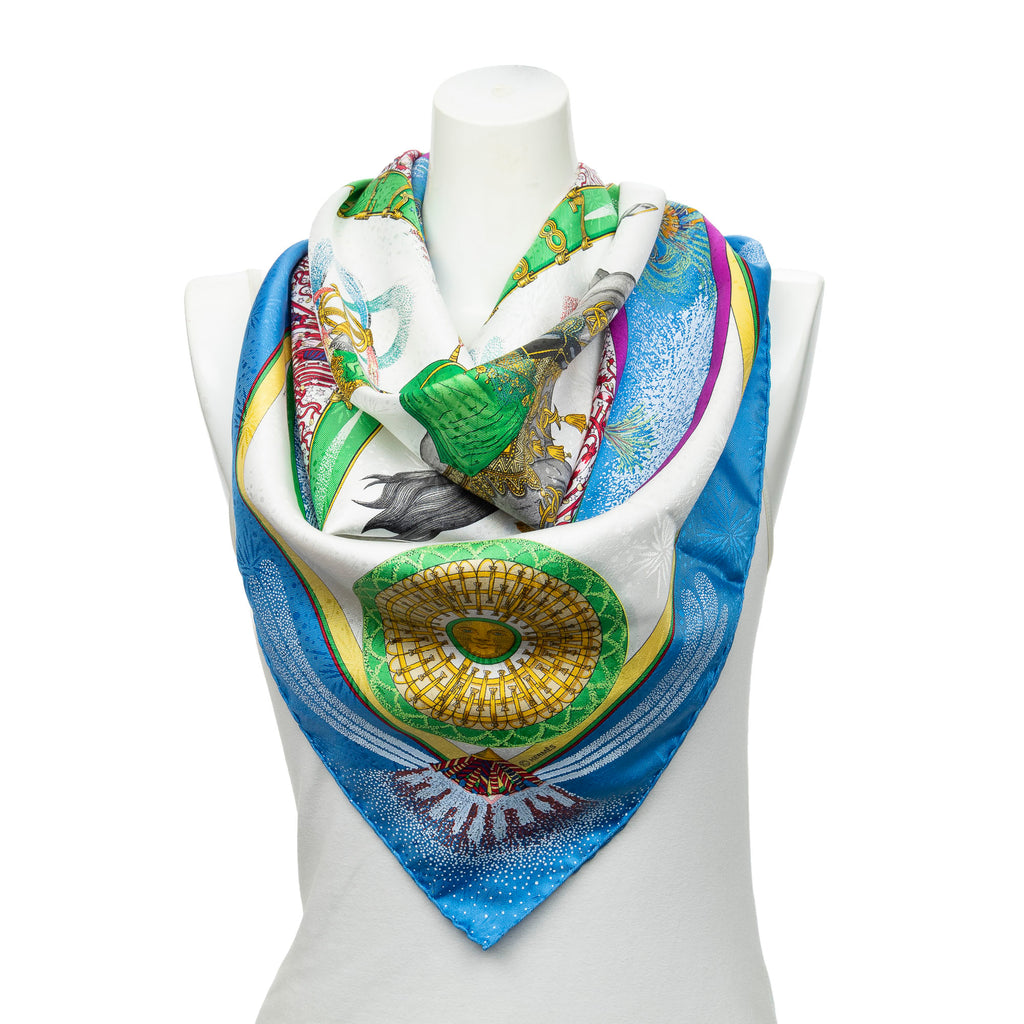 Scarf Scarf Blue 100% Jacquard Silk
