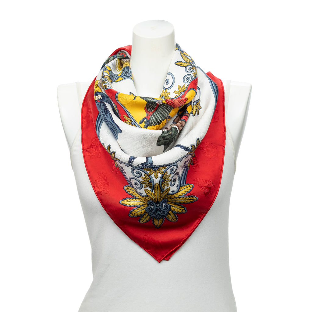 Scarf Scarf Red 100% Jacquard Silk