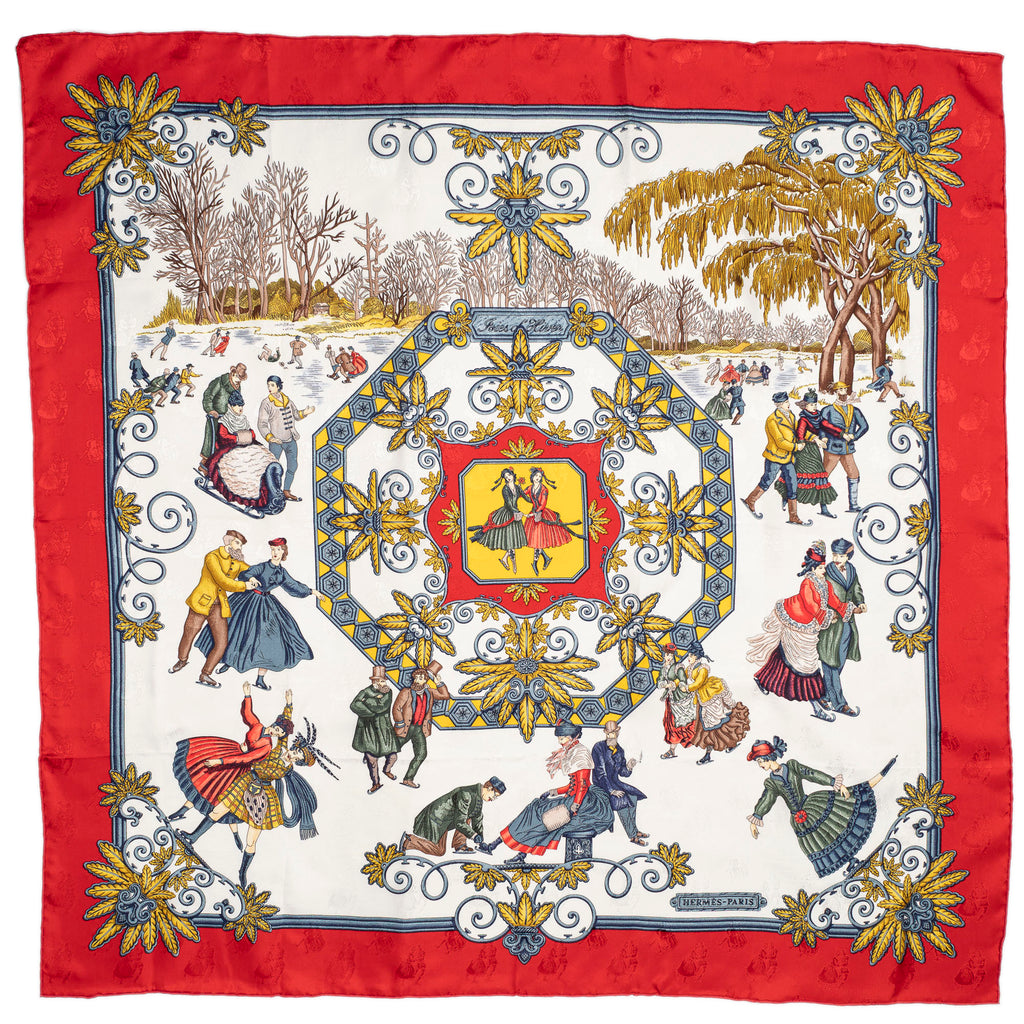 Scarf Scarf Red 100% Jacquard Silk