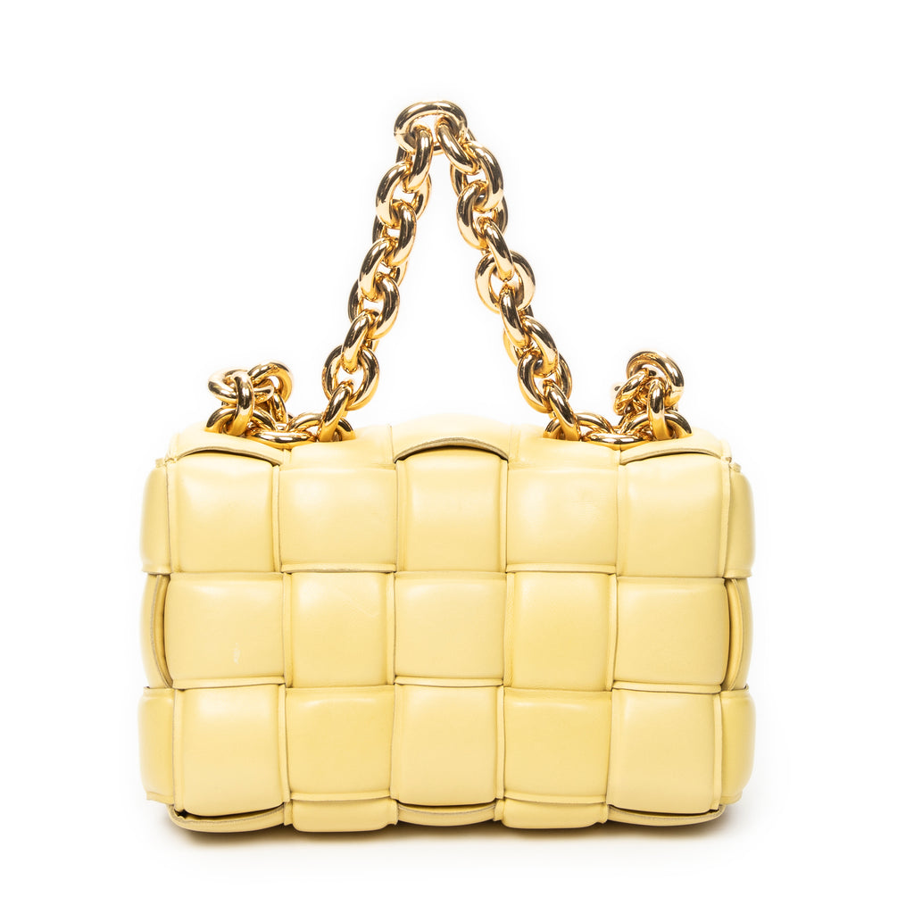 Shoulder Bag Padded Chain Cassette Crossbody Light Yellow Maxi Intrecciato Padded Leather