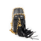 Shoulder Bag CC Tassel Camera Crossbody Black Quilted Lambskin Leather