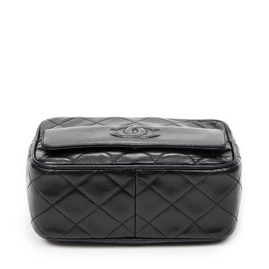 Shoulder Bag CC Tassel Camera Crossbody Black Quilted Lambskin Leather
