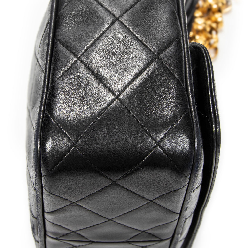 Shoulder Bag CC Tassel Camera Crossbody Black Quilted Lambskin Leather