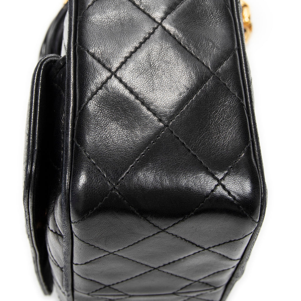 Shoulder Bag CC Tassel Camera Crossbody Black Quilted Lambskin Leather