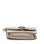 Shoulder Bag C Chain Clutch Grey Calfskin Leather