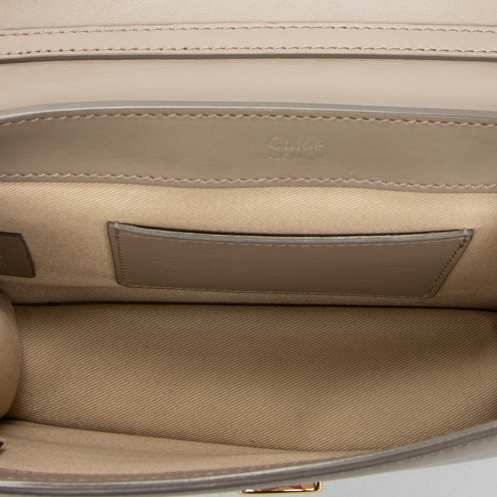Shoulder Bag C Chain Clutch Grey Calfskin Leather