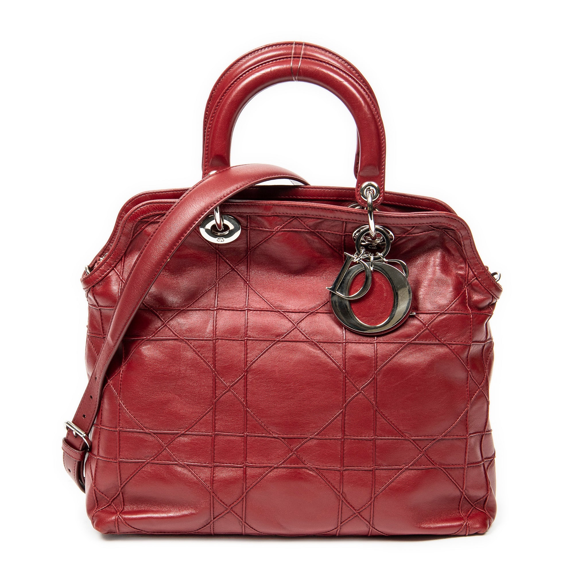Shoulder Bag Medium Granville Tote Red Cannage Quilted Leather